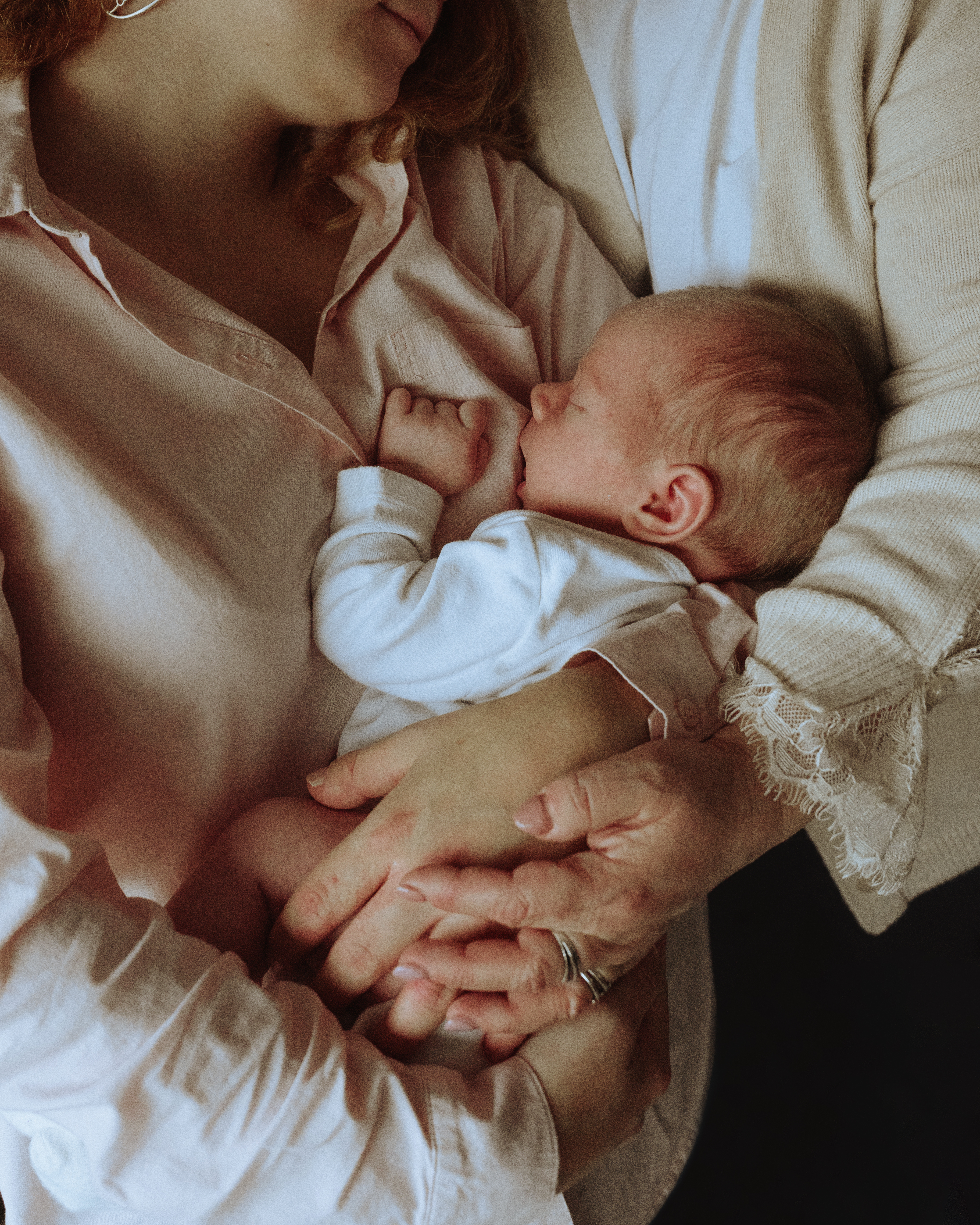 A close-up of a sleeping baby